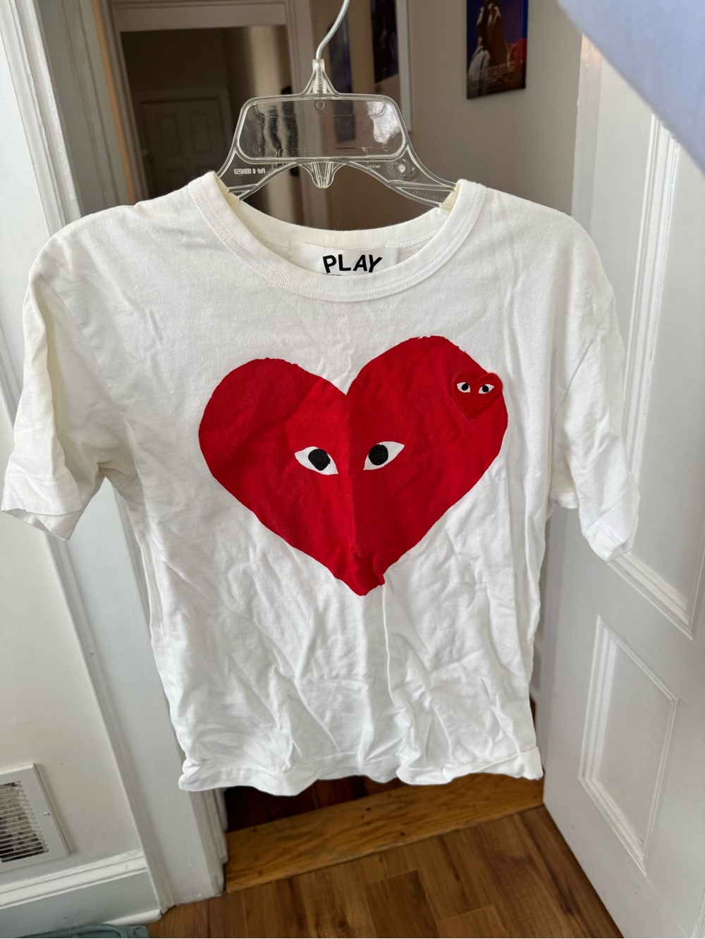 Comme des Garcons PLAY White Tee with Red Heart Graphic